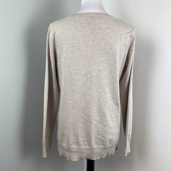 Verve Ami Neutral Asymmetrical Pullover Long Sleeve Sweater Large - Picture 5 of 7